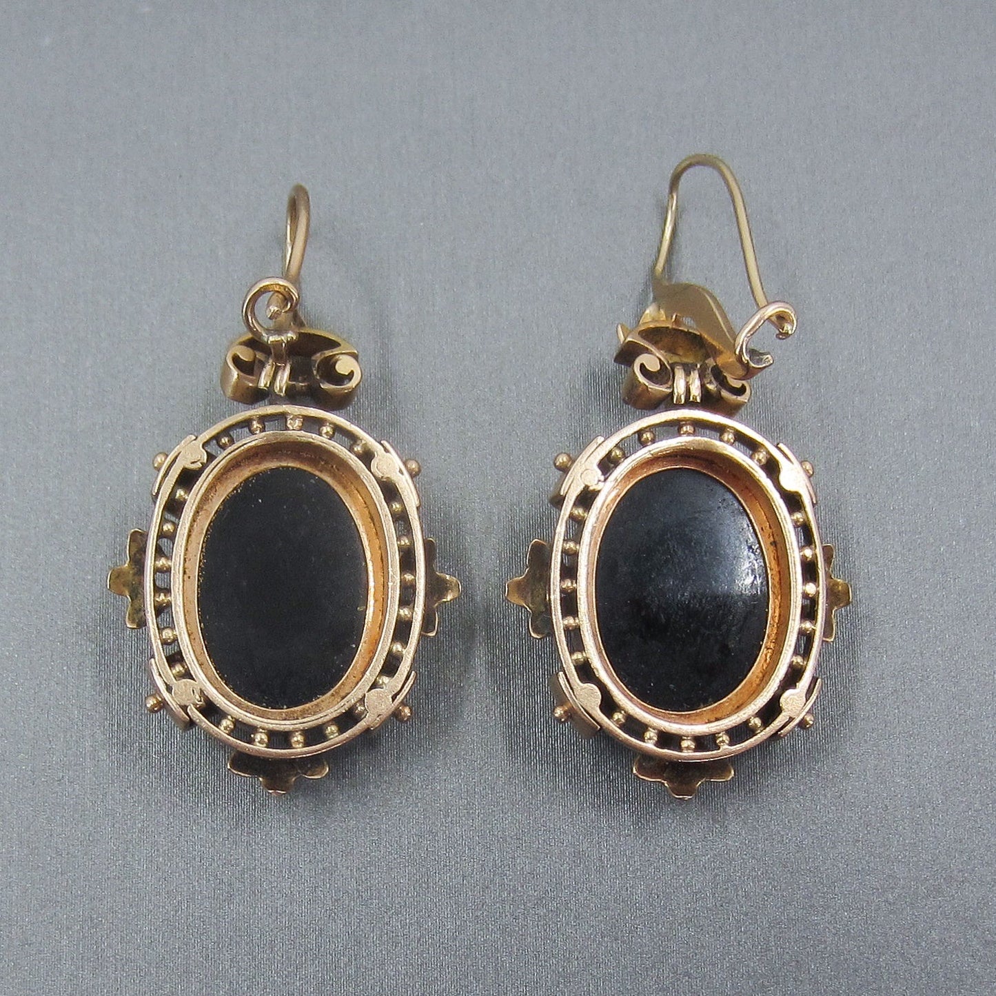 SOLD— Victorian Hardstone Cameo and Pearl Earrings 14k c. 1880