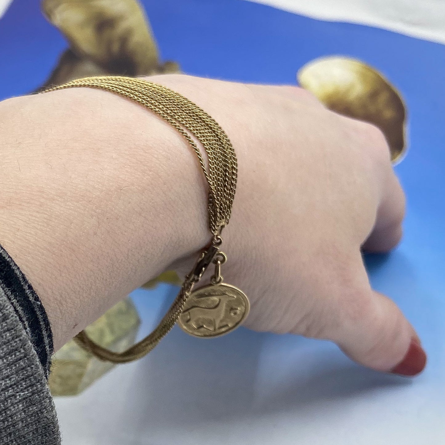 Mid-Century Capricorn Chain Charm Bracelet 9k c. 1960