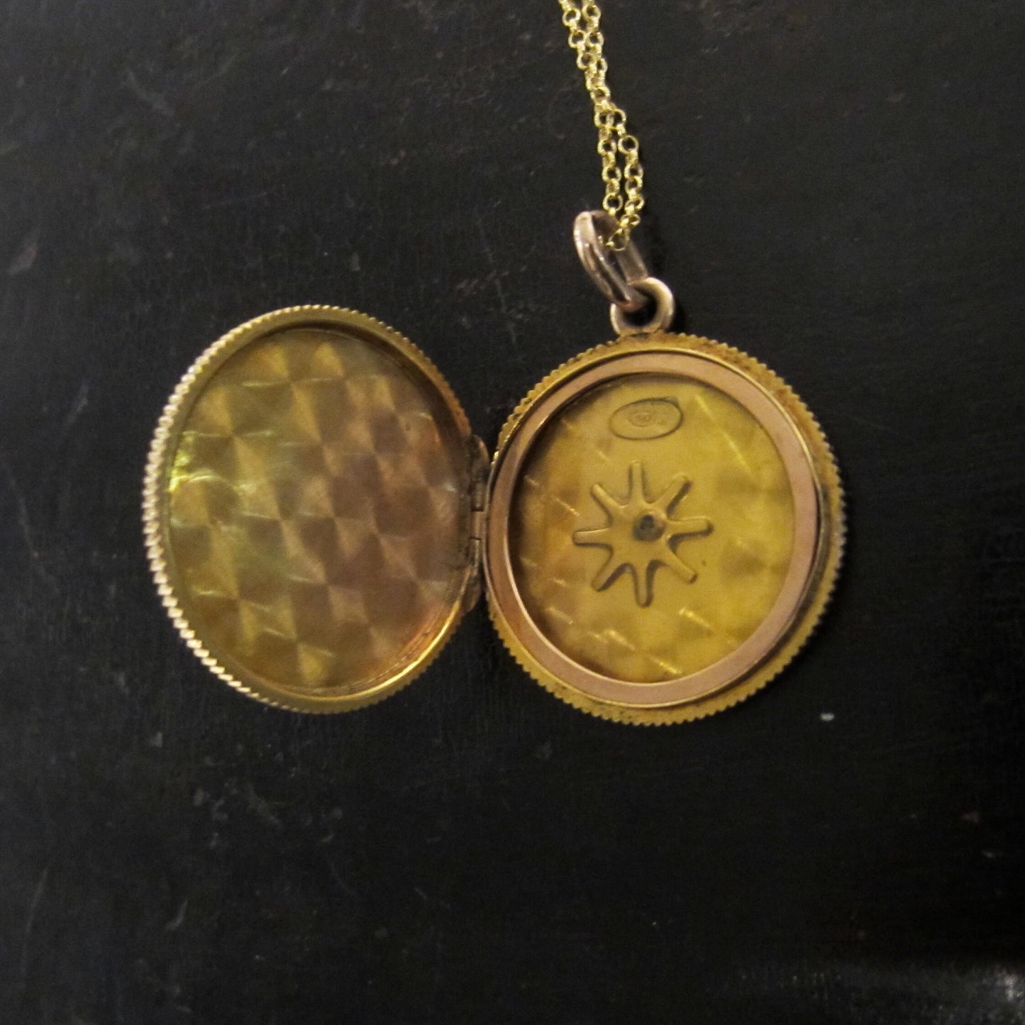 SOLD--Edwardian Old Mine Diamond Locket 10k c.1900