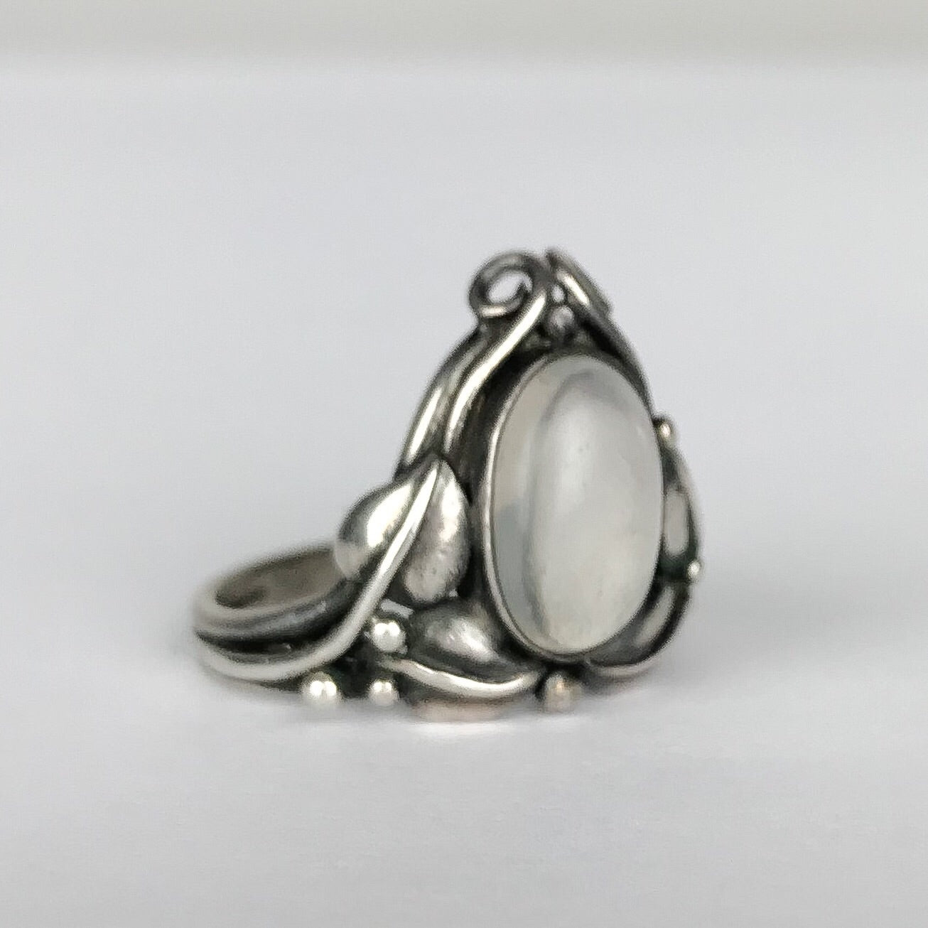 SOLD--Art Nouveau Moonstone Tiara Ring Sterling c. 1900