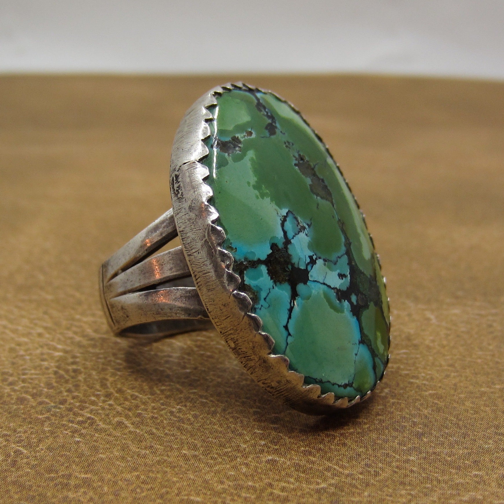 Native good Sterling huge Turquoise Ring 5 +