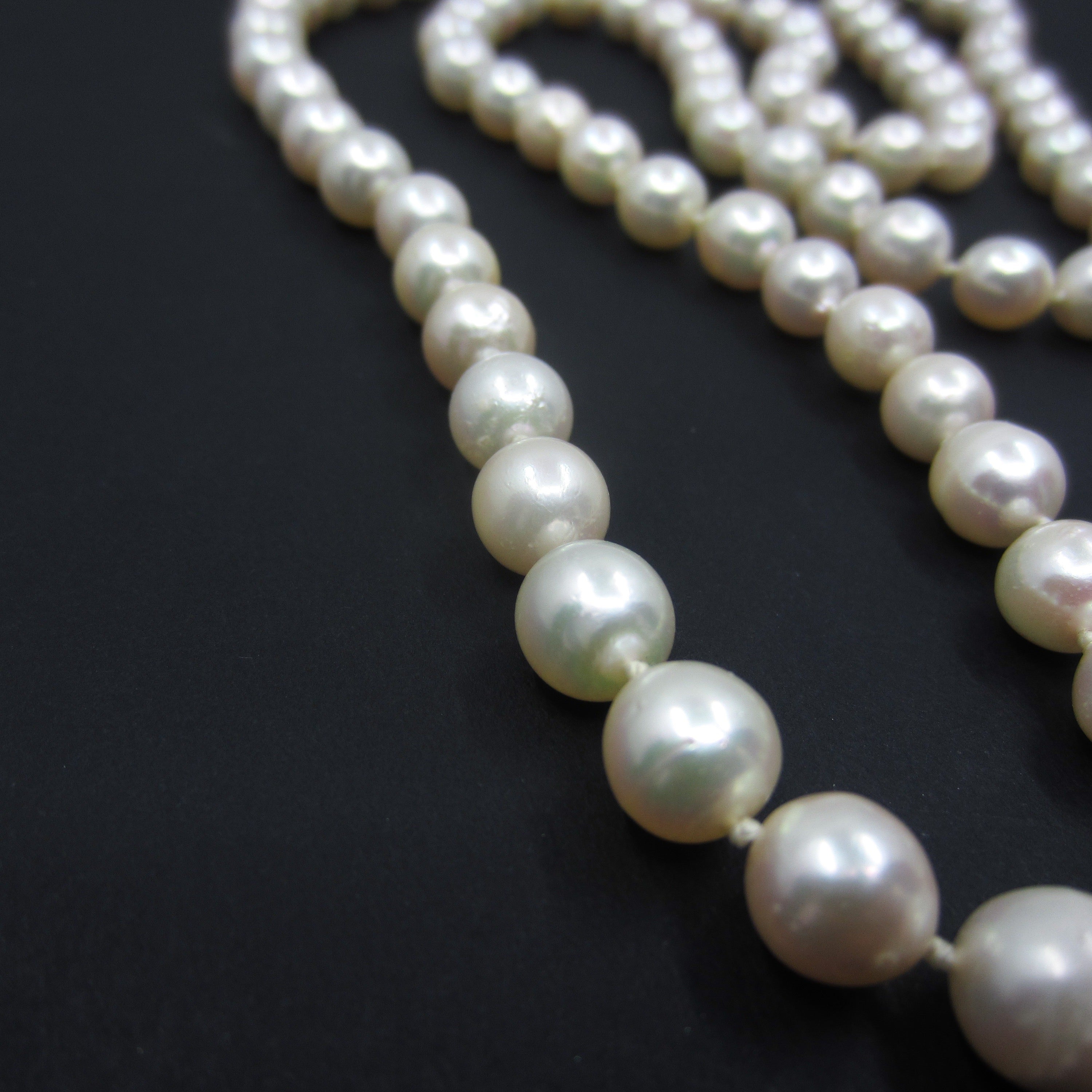 Vintage Double Strand Pearl Necklace Sapphire Diamond Clasp – Antique  Jewellery Online