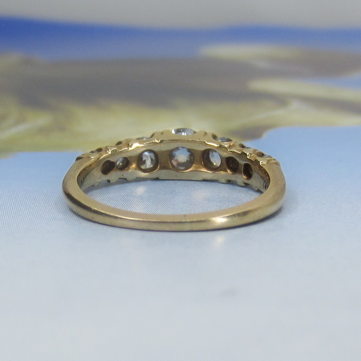 SOLD-Edwardian Shreve, Crump & Low Seven Old Euro Diamond Ring 14k c. 1910