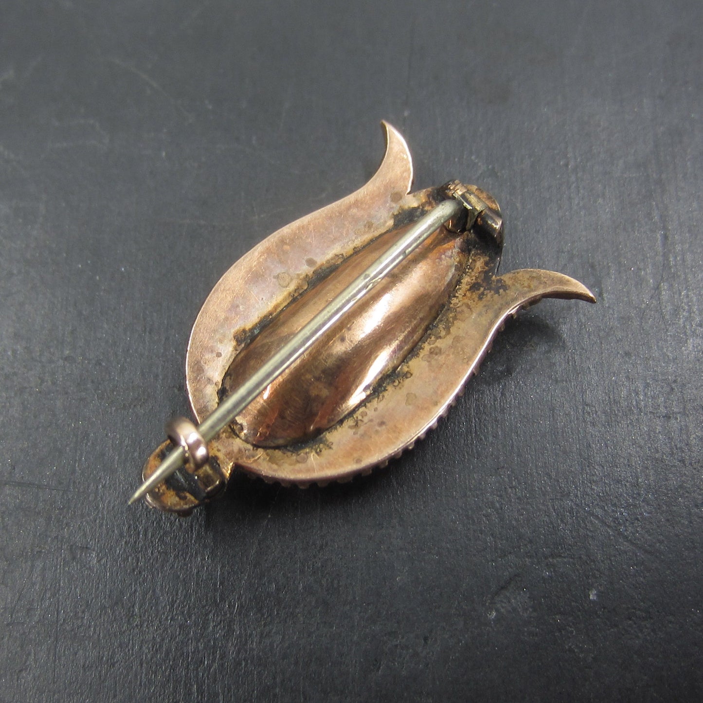 SOLD--Georgian Pearl Tulip Fichu Mourning Brooch 9k c. 1810