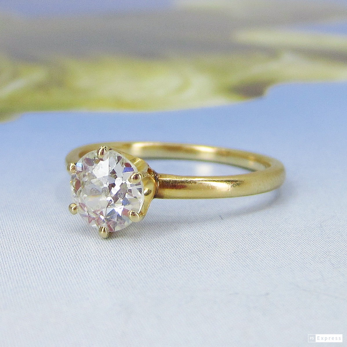 SOLD-Edwardian Old European .75ct Engagement Ring 18k, Kohn c. 1900