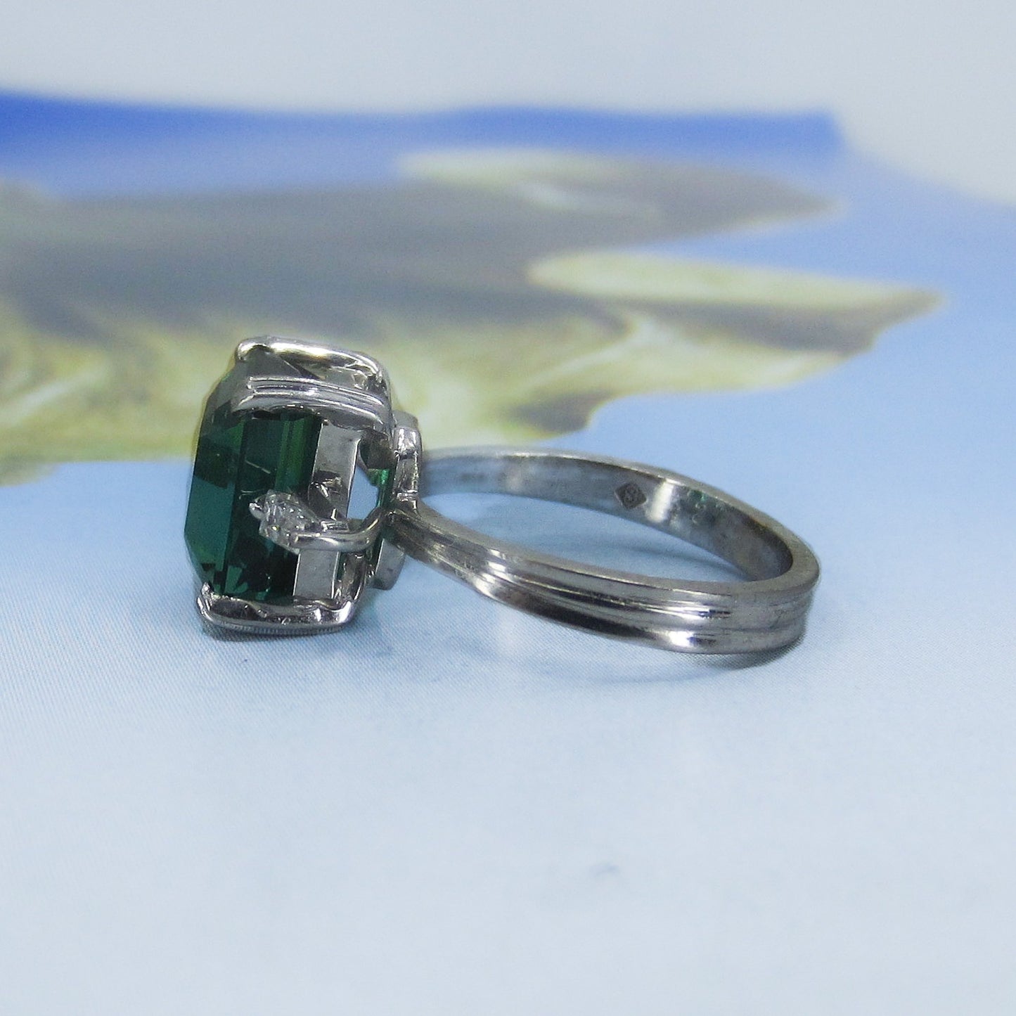 SOLD--Vintage Green Tourmaline and Diamond Ring 18k, H. Stern c. 1990