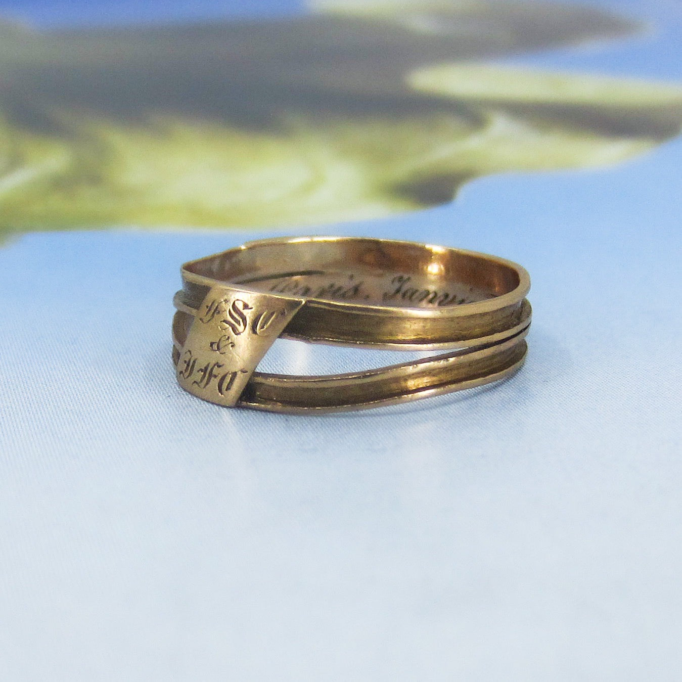 Georgian Double Band Ring 18k dated 1832, size 5
