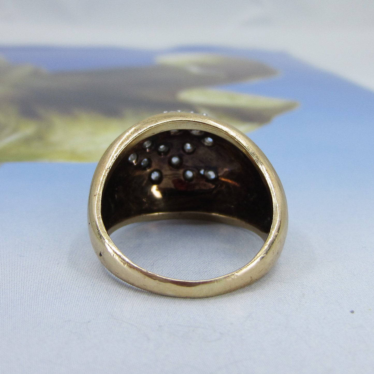 SOLD Mid-Century Diamond Bombe Ring 14k c. 1950