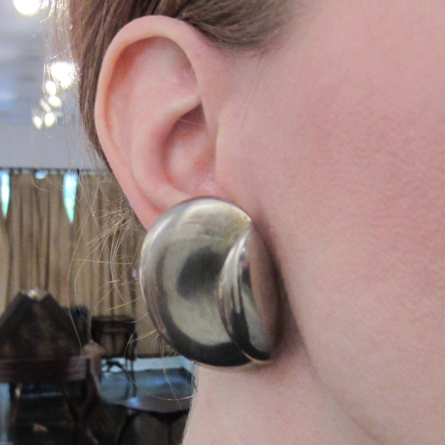 SOLD--Large Modernist Takashi Wada Earrings Sterling c. 1975