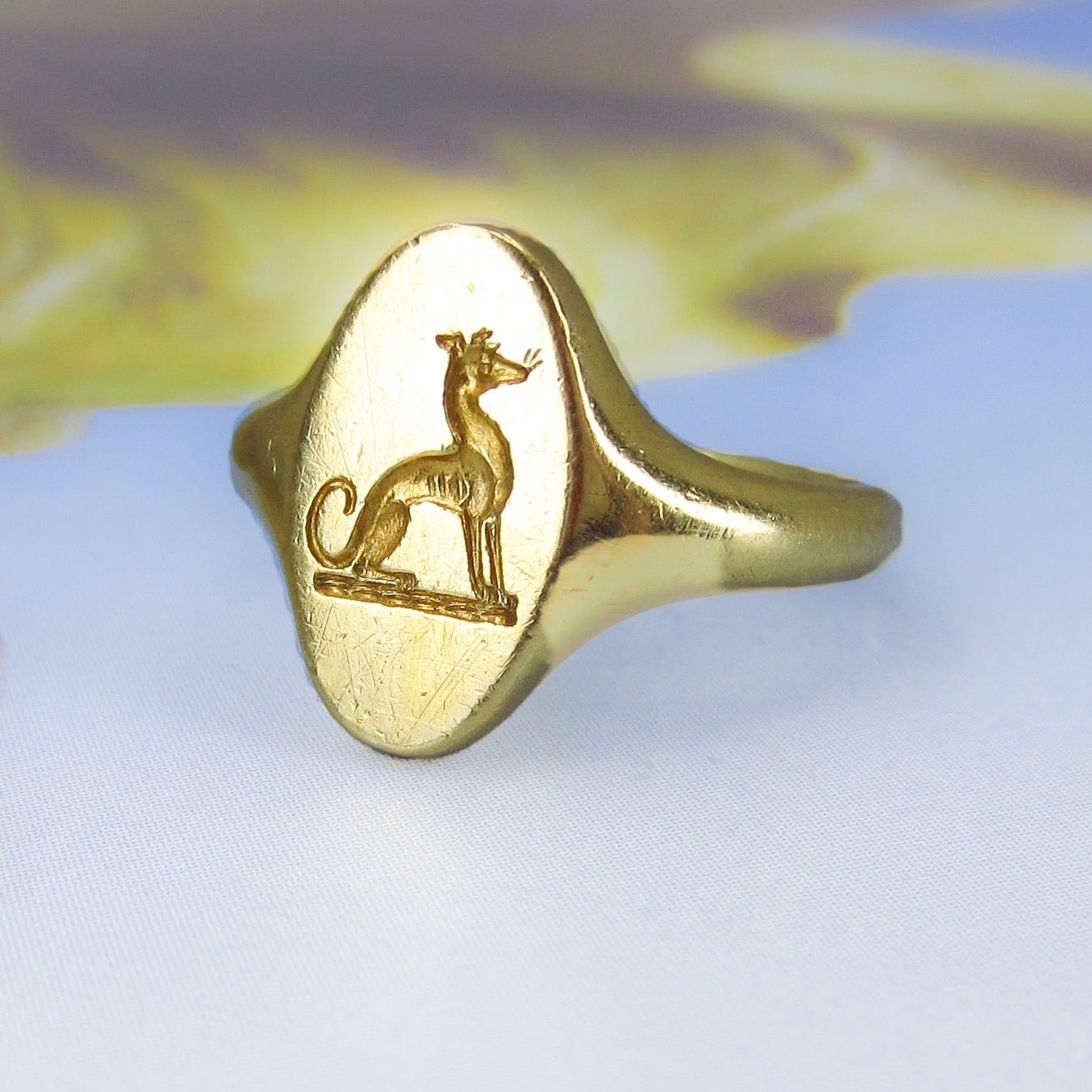 SOLD--Victorian Dog Signet Ring 18k c. 1880