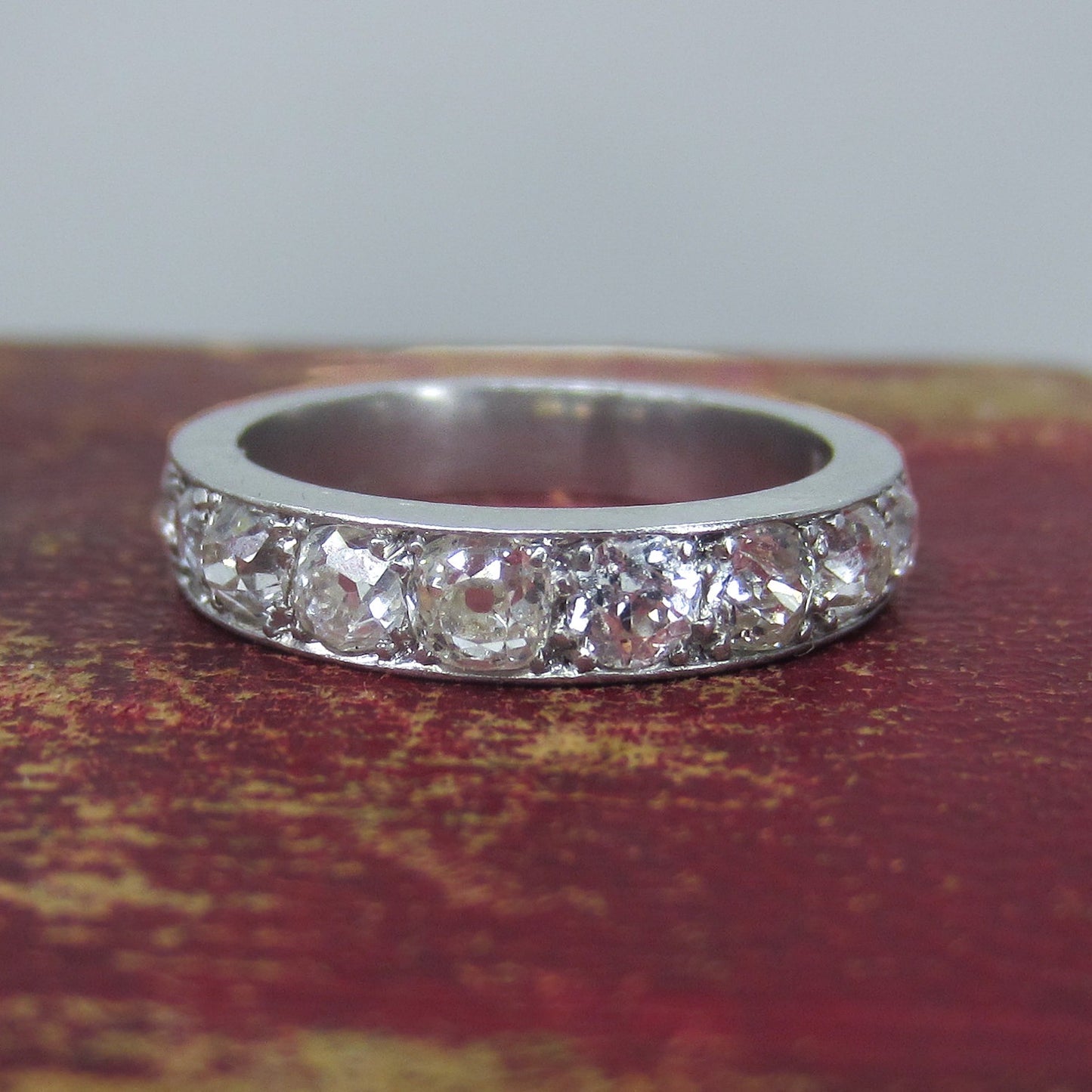 SOLD--Art Deco Old Mine Diamond 1.20ctw Band Platinum ,size 6.5 c. 1920