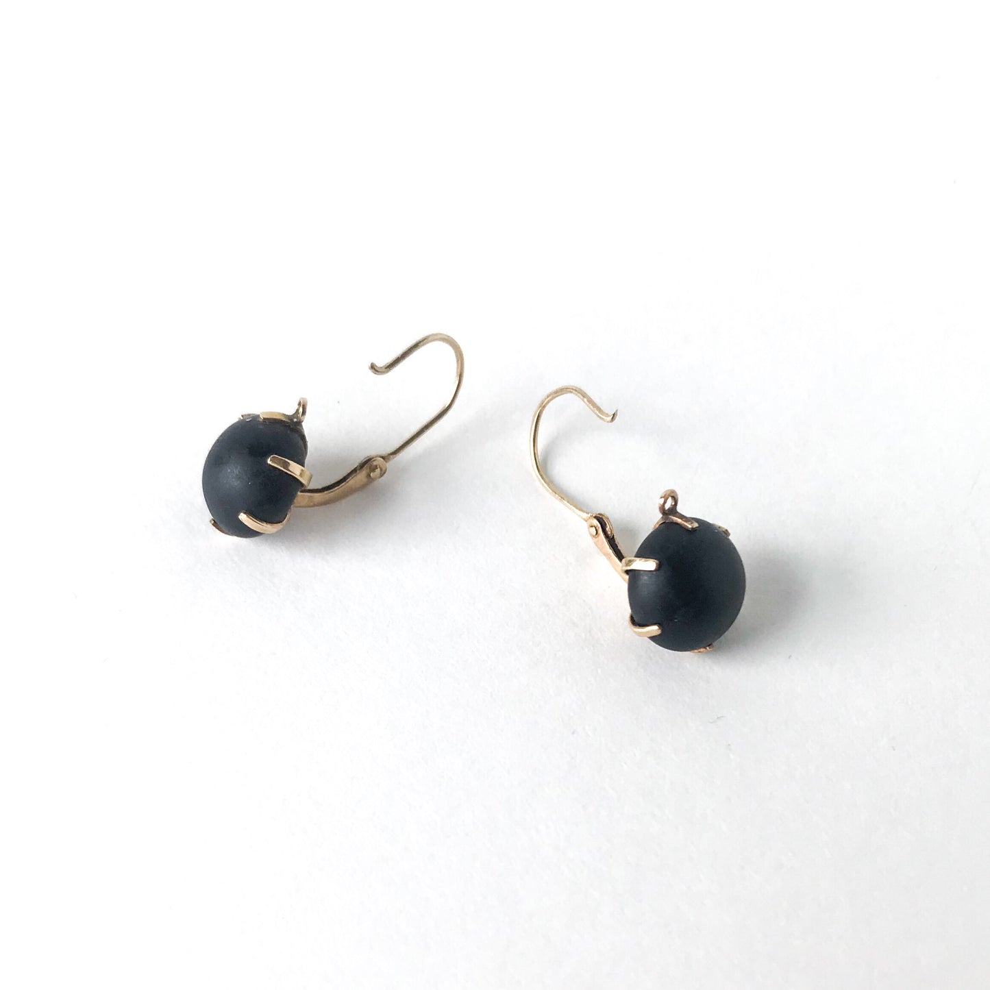 SOLD-Victorian Onyx Drop Earrings 14k c. 1890