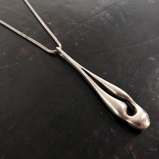 SOLD--Modernist Drop Pendant Sterling c. 1970