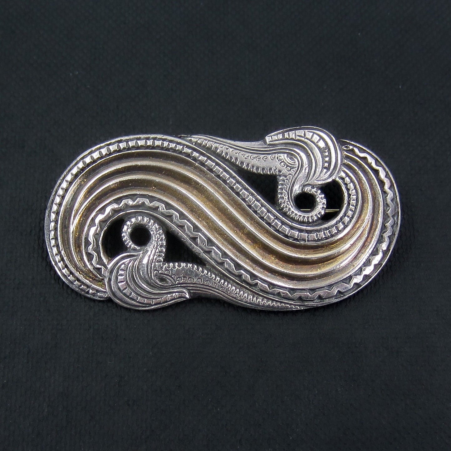 SOLD--Arts & Crafts Dragestil Brooch 850 Silver, Henrik Moller, Norway c. 1900