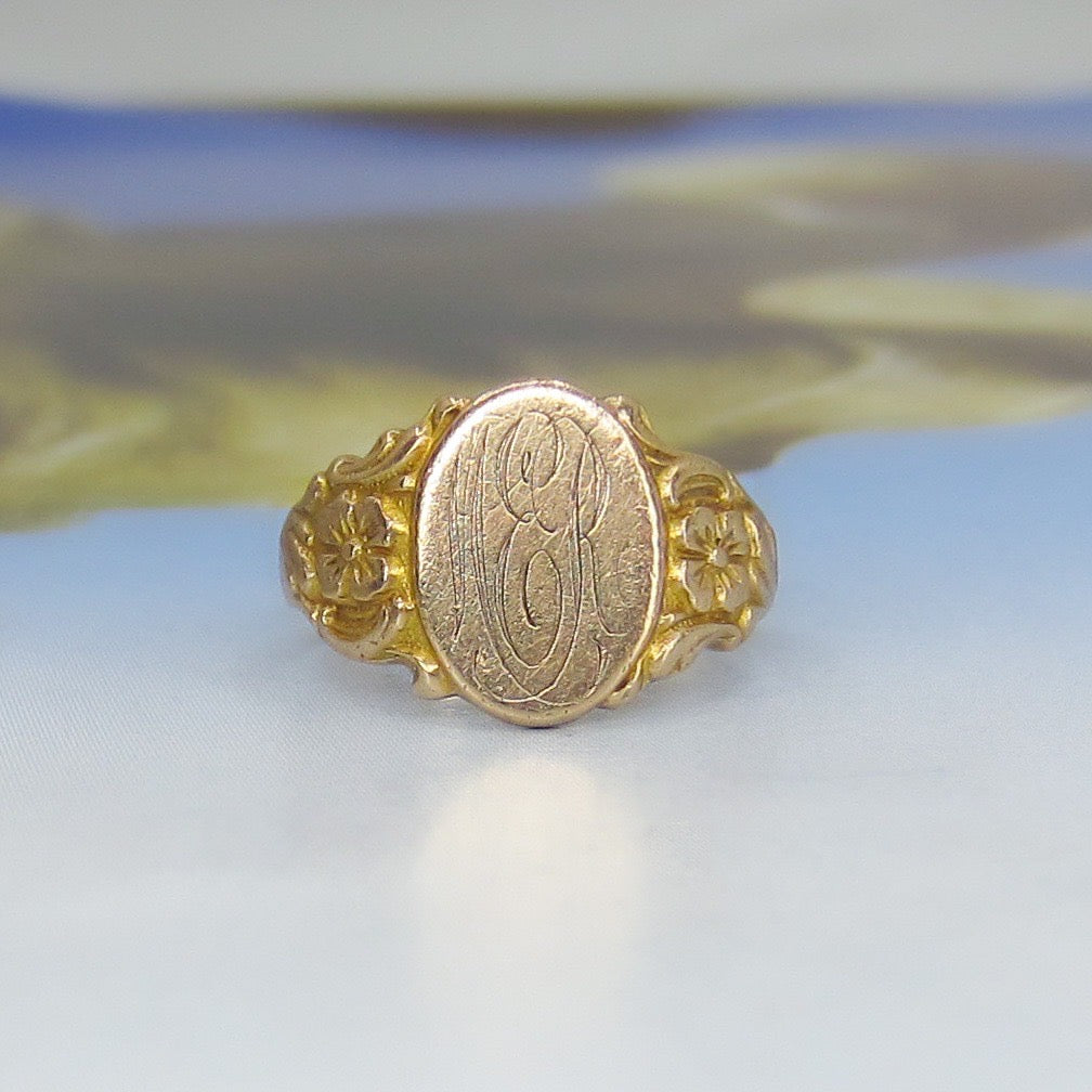 SOLD--Art Deco Signet Pinky Ring 10k c. 1920