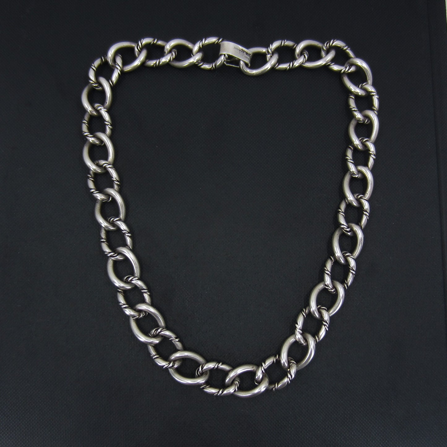 SOLD--MidCentury Georg Jensen USA Heavy Textured Link Chain Sterling c. 1960