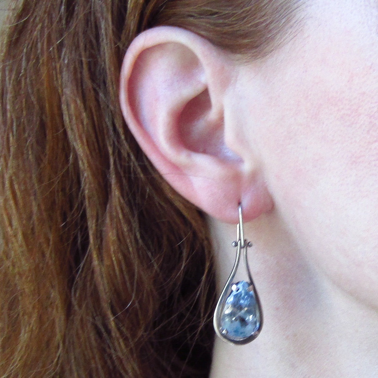 SOLD—Topaz Teardrop Earrings Sterling c. 1990