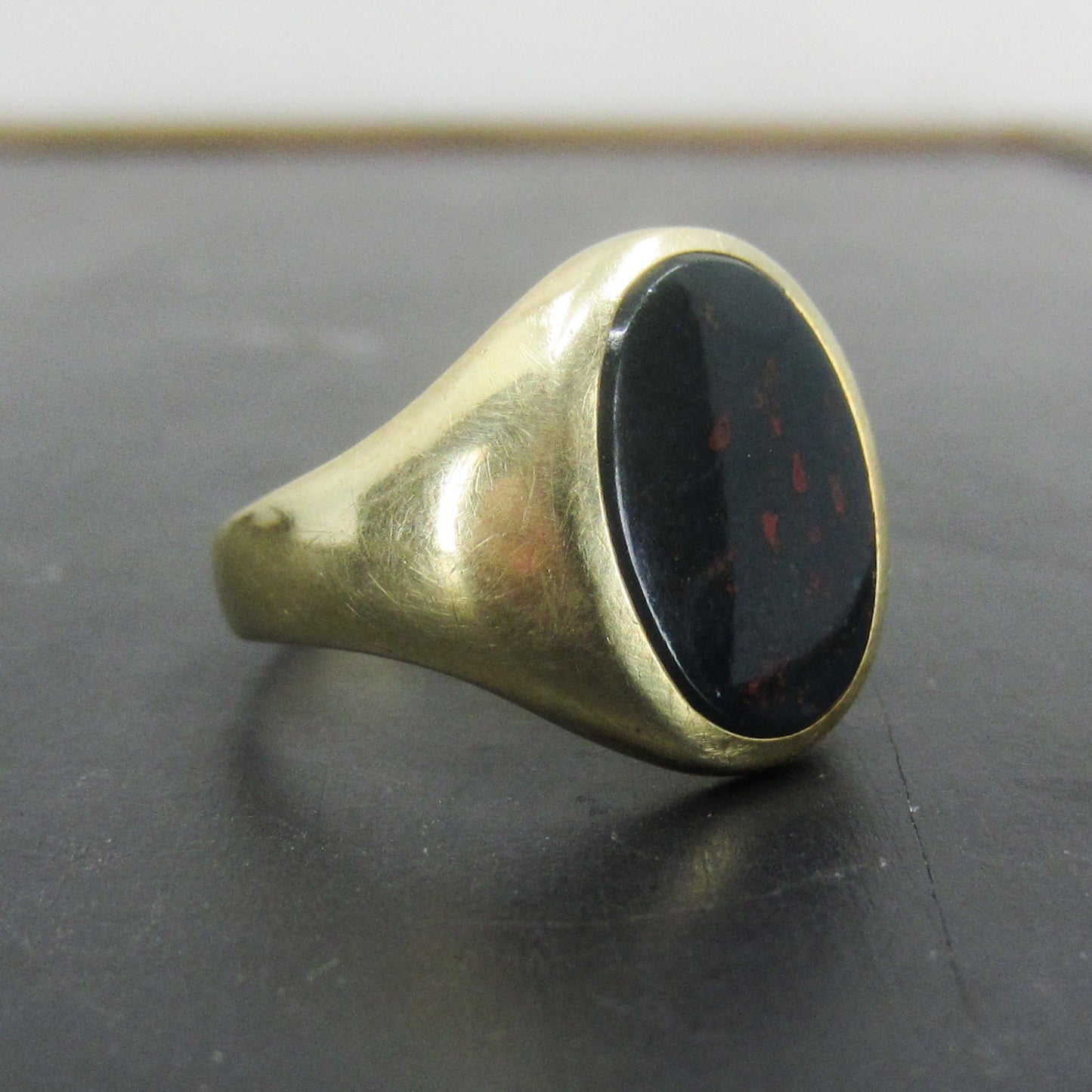 SOLD-Late Victorian Bloodstone Signet Ring 14k c. 1900