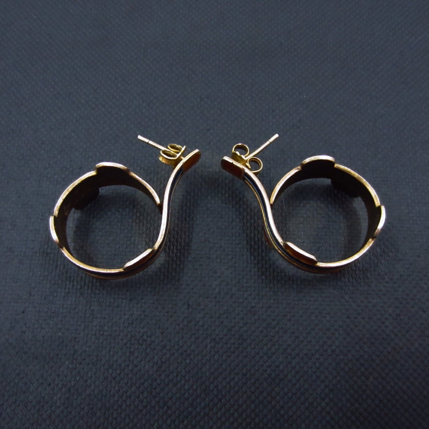 SOLD Enamel Hoop Earrings Git Sterling c. 1970