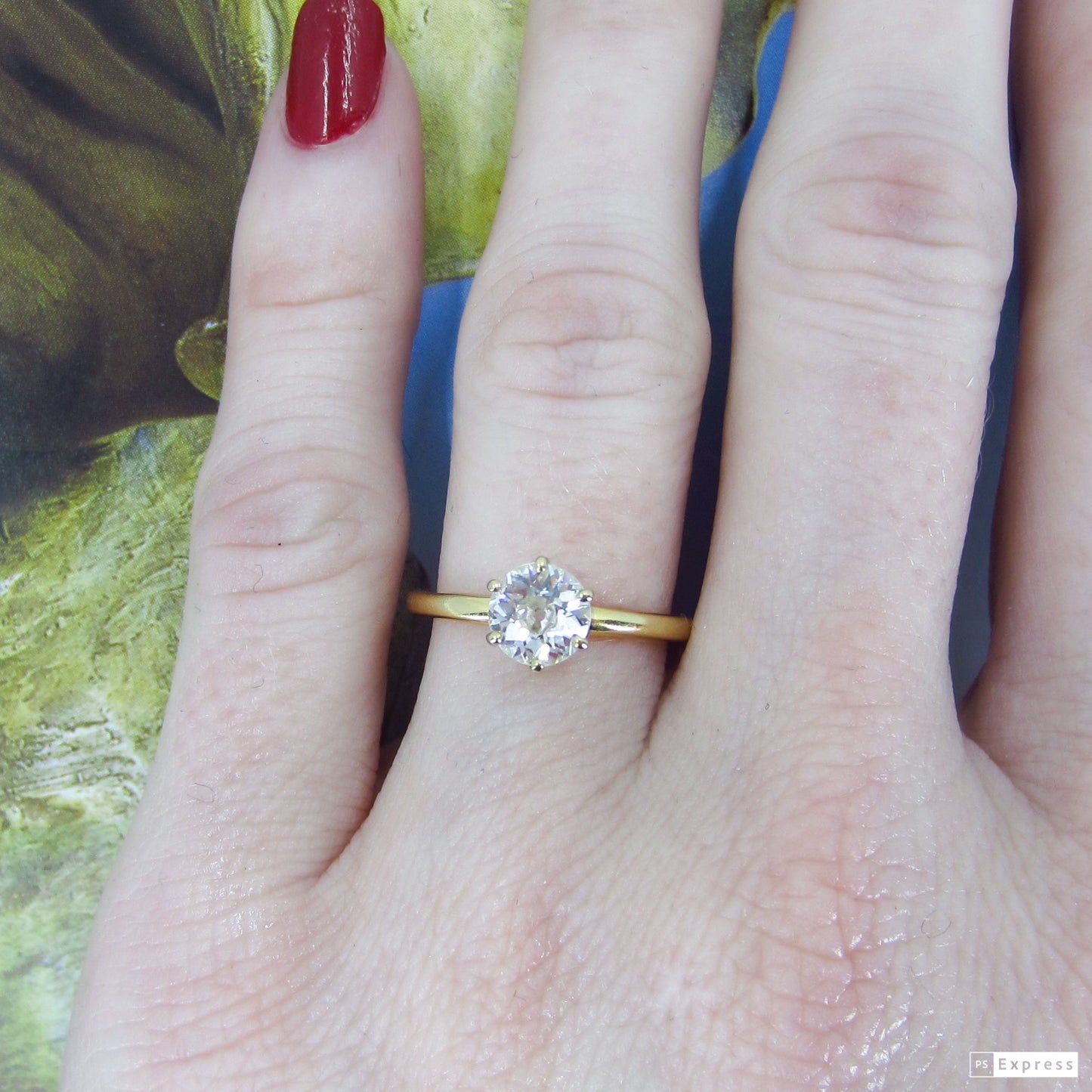 SOLD-Edwardian Old European .75ct Engagement Ring 18k, Kohn c. 1900