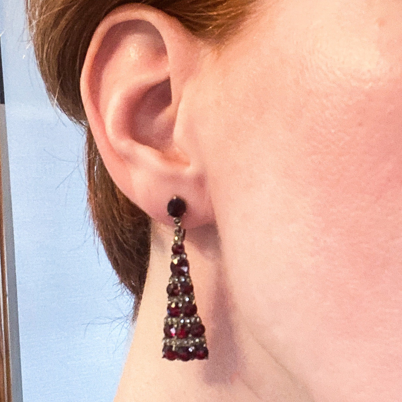 Garnet hot sale marcasite earrings