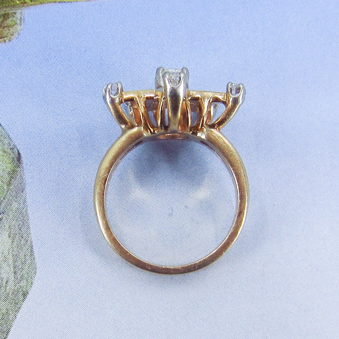 Mid-Century Diamond Star Ring 14k c. 1950