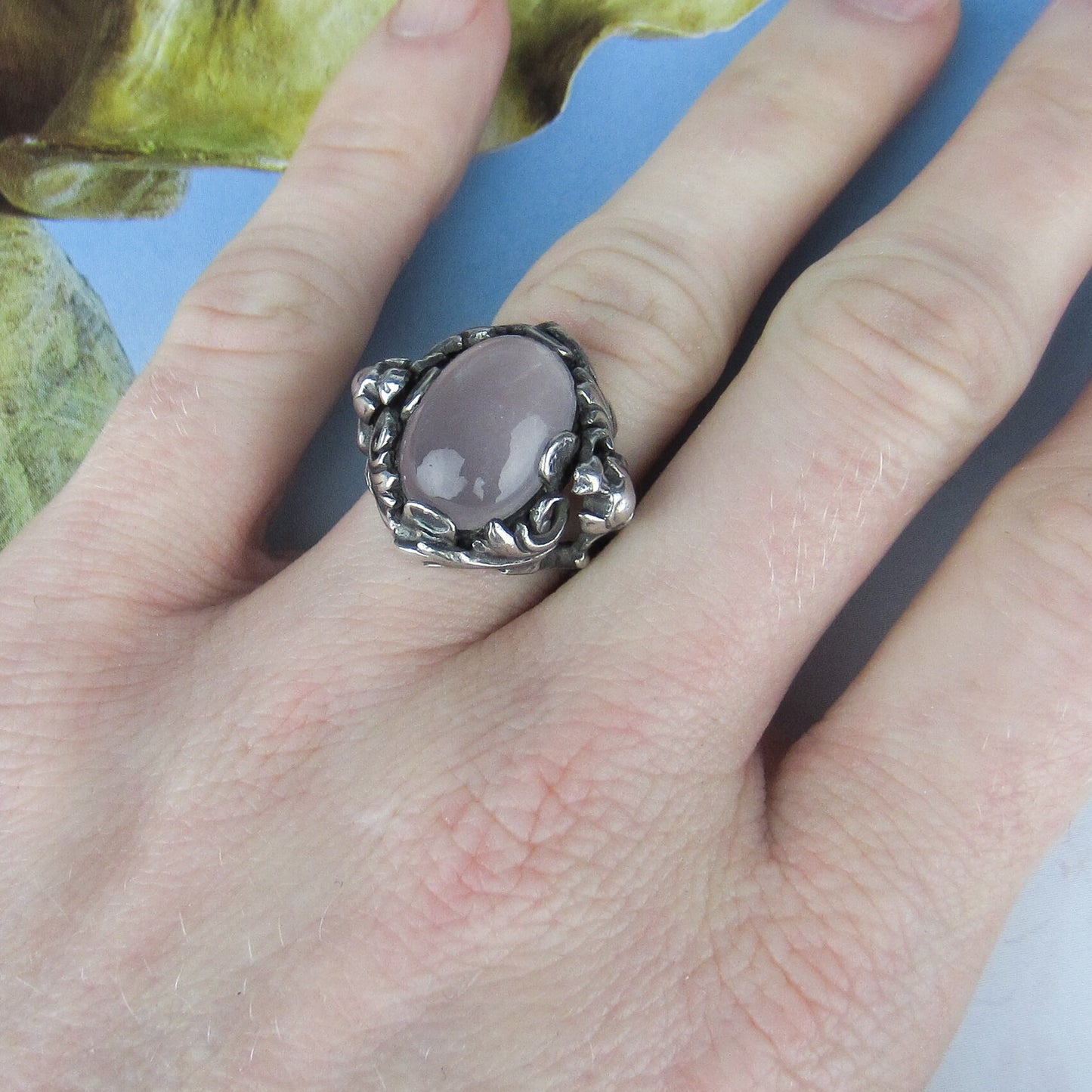 SOLD--Arts and Crafts Moonstone Ring Sterling c. 1900