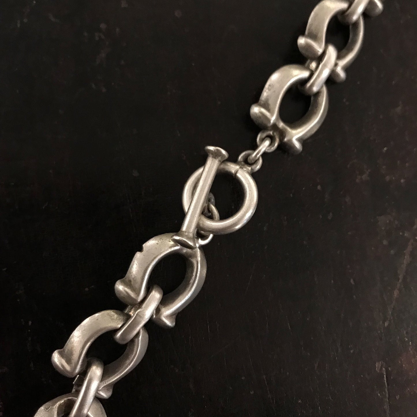 SOLD--Vintage Heavy Omega Link Chain Necklace Sterling, Mexico c. 1970