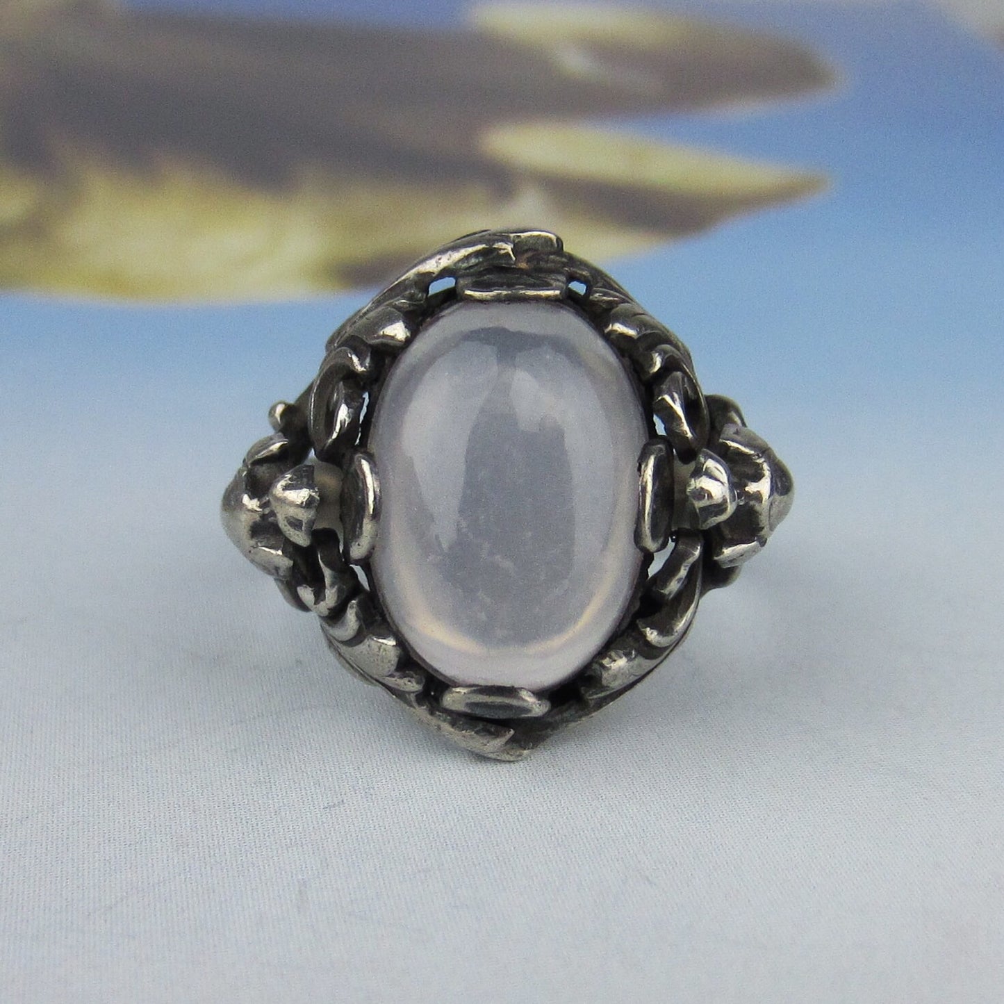 SOLD--Arts and Crafts Moonstone Ring Sterling c. 1900