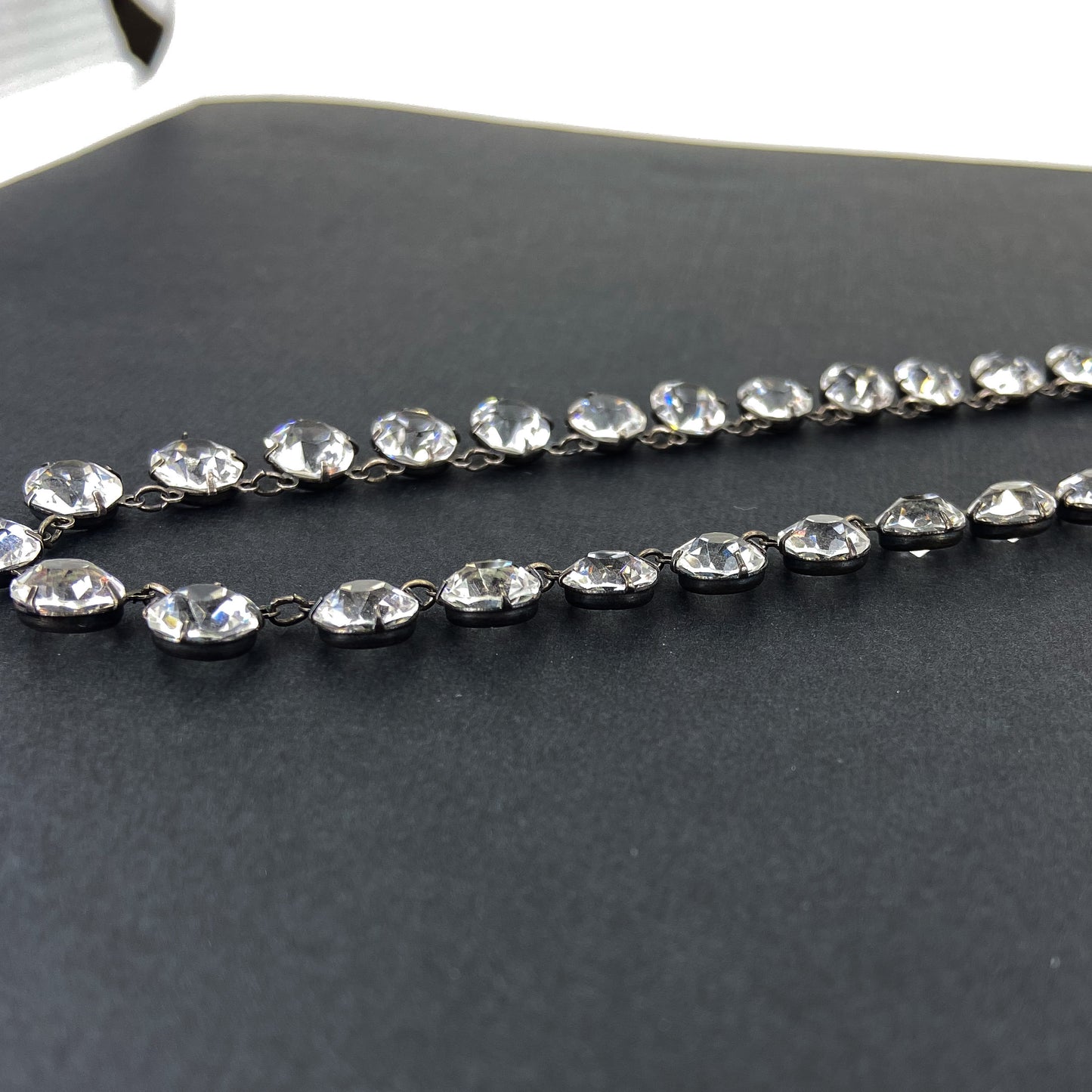 Art Deco Crystal Collar Necklace Sterling c. 1939