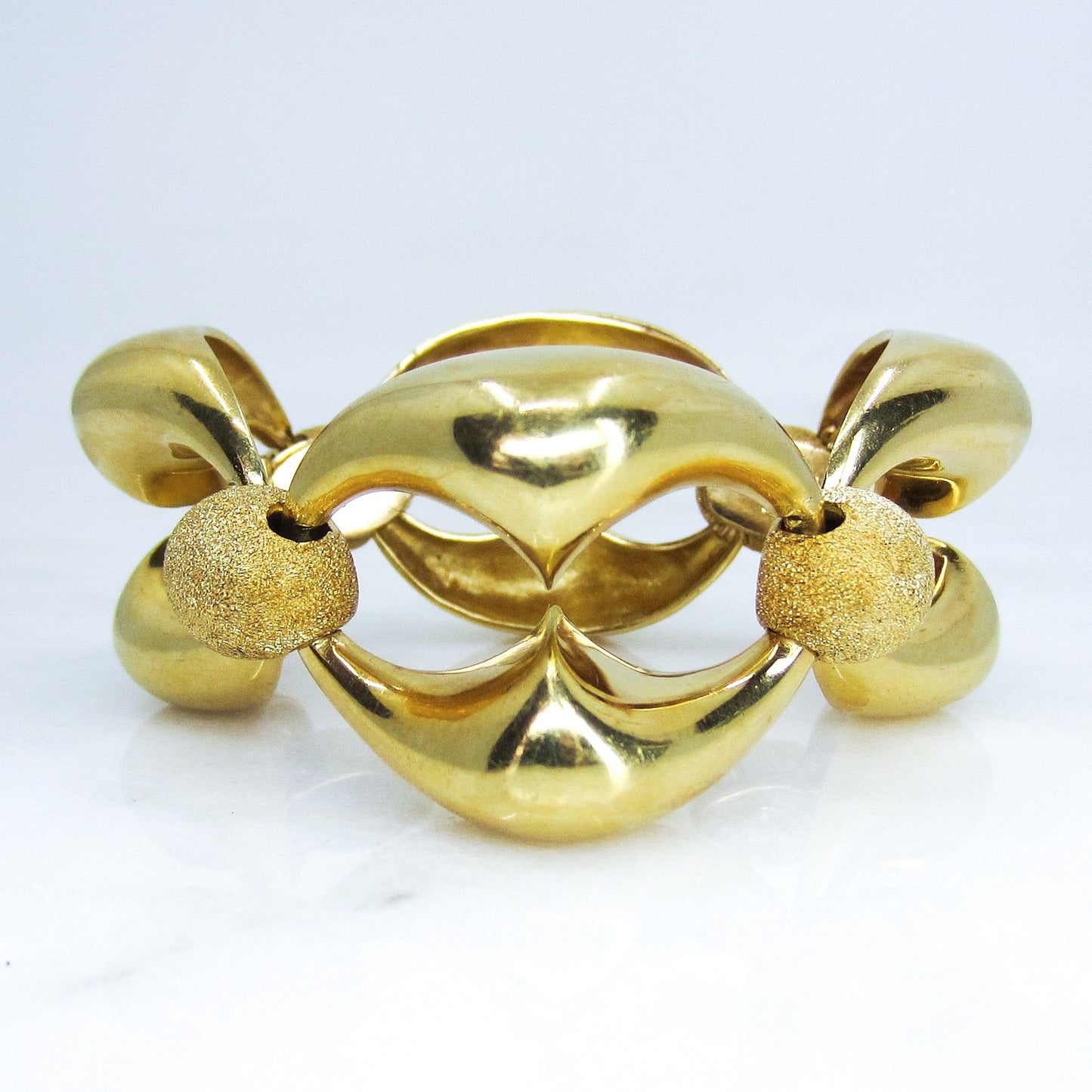 SOLD--Vintage Mid-Century Large Link Geometric Bracelet 18k, M. Bruyneel