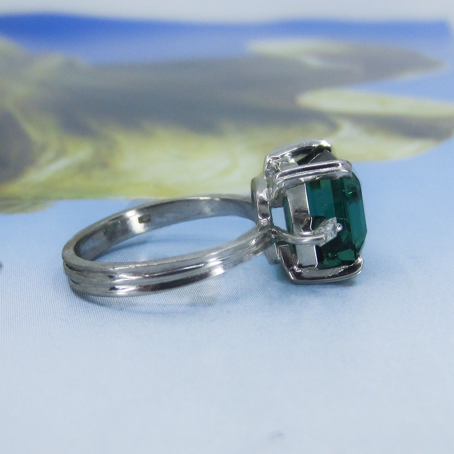 SOLD--Vintage Green Tourmaline and Diamond Ring 18k, H. Stern c. 1990