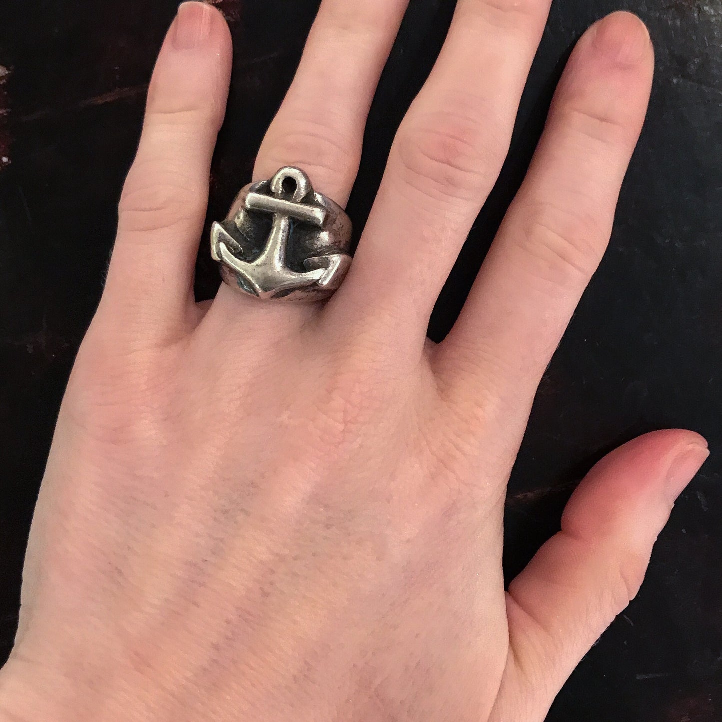 Vintage Heavy Anchor Ring Sterling