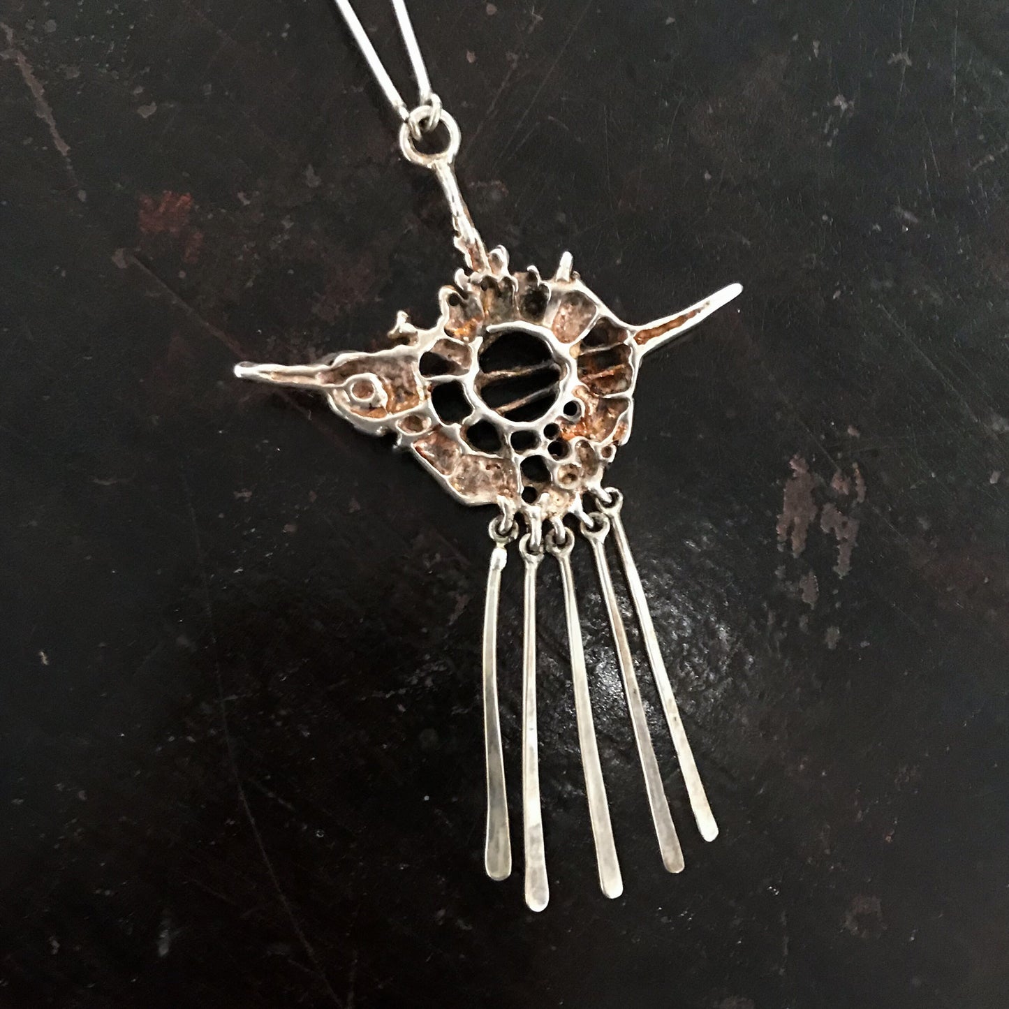 SOLD--Awesome Brutalist Necklace Sterling, Juhls Studio Norway c. 1960