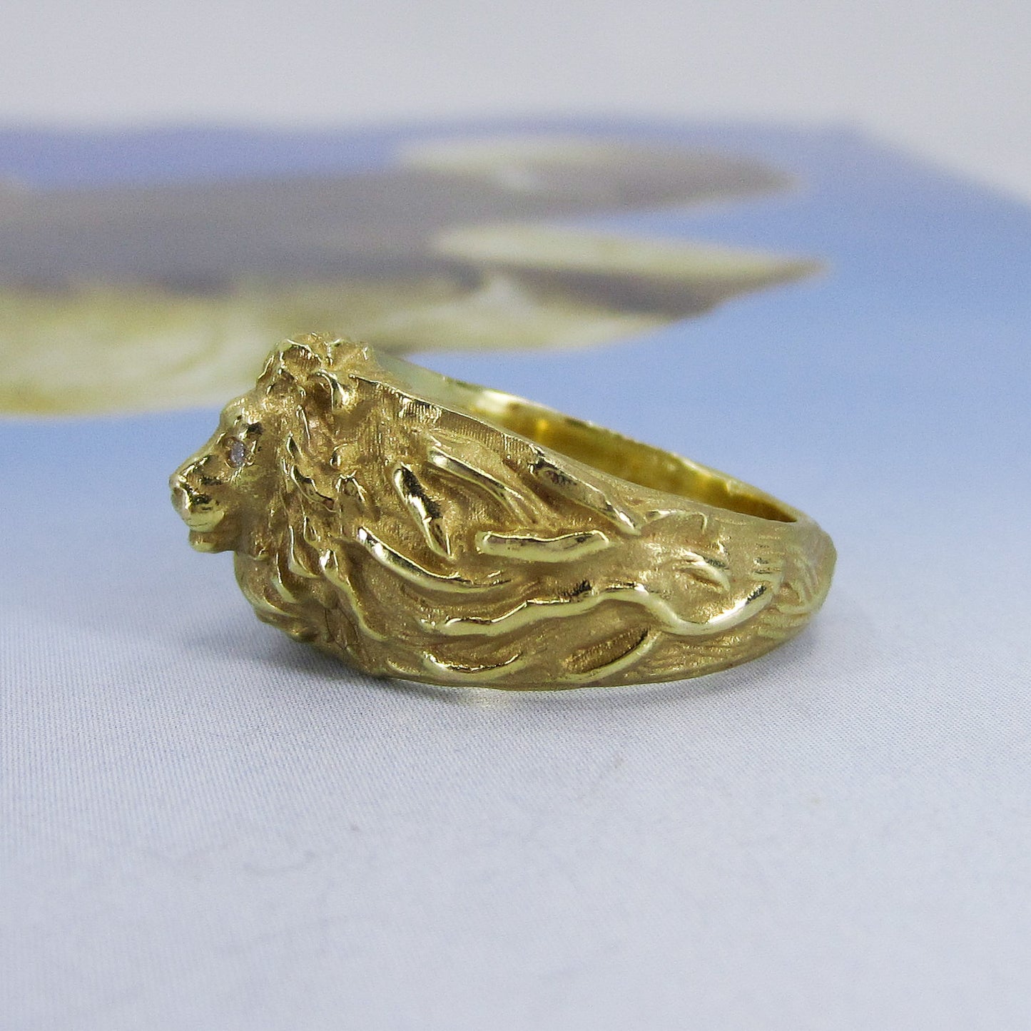 SOLD--Vintage Diamond Lion Ring 14k c. 1950