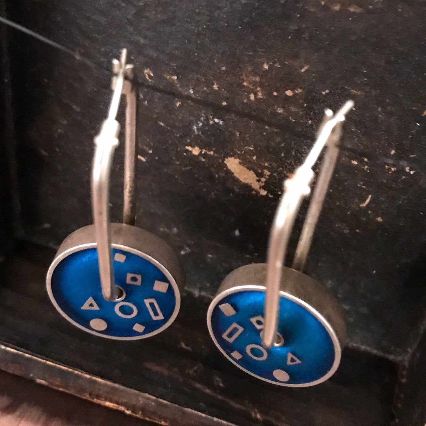 SOLD--Post-Modern Geometric Disc Earrings Sterling c. 1990