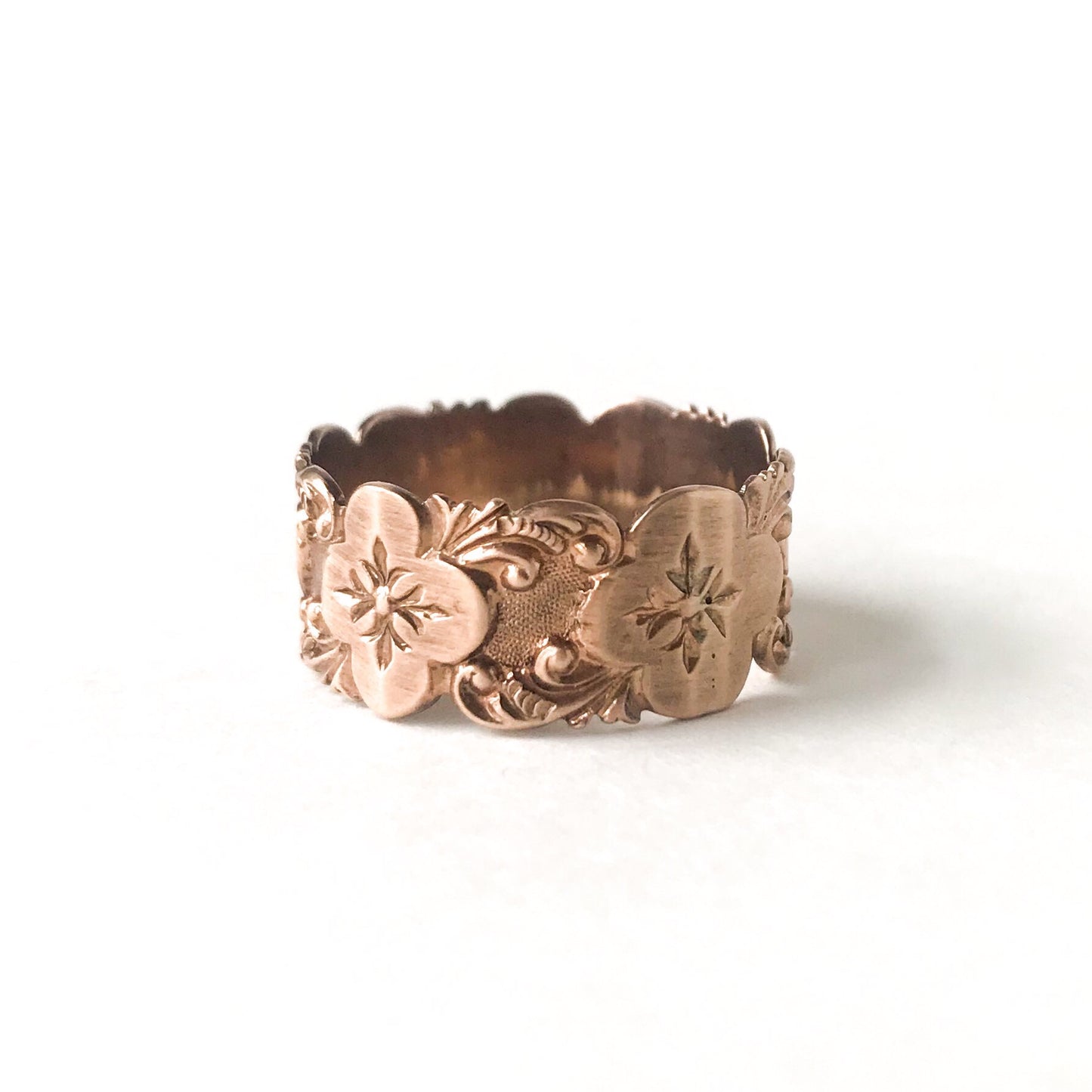 SOLD--Victorian 10mm Wide Patterned Band 14k c. 1880, size 10.5