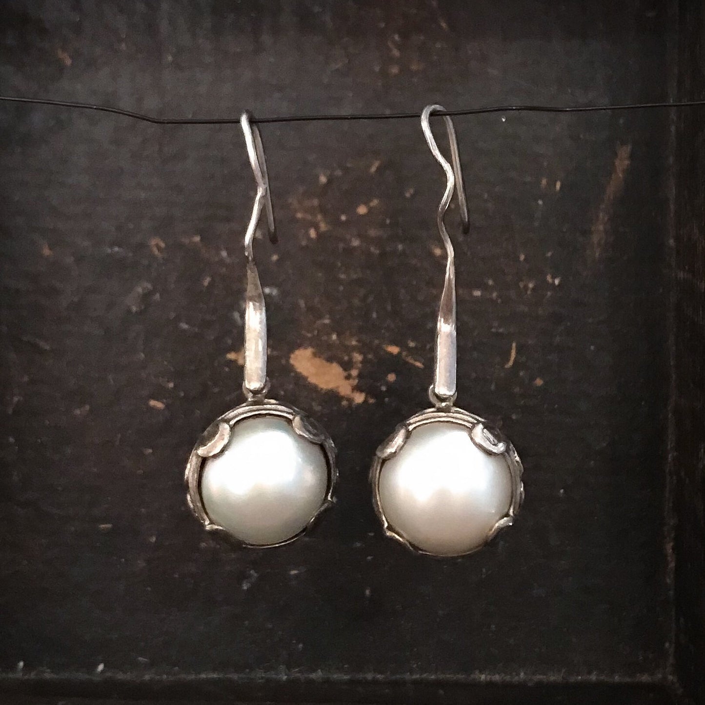 SOLD-Vintage Pearl Drop Earrings Sterling c. 1990