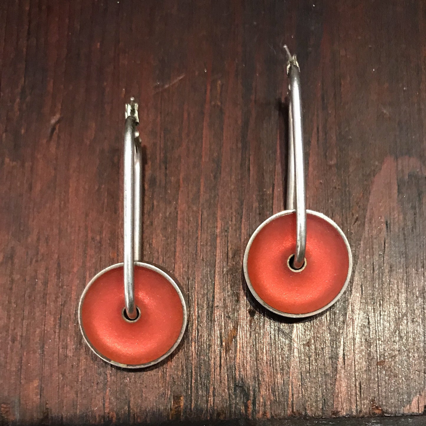 SOLD--Post-Modern Geometric Disc Earrings Sterling c. 1990