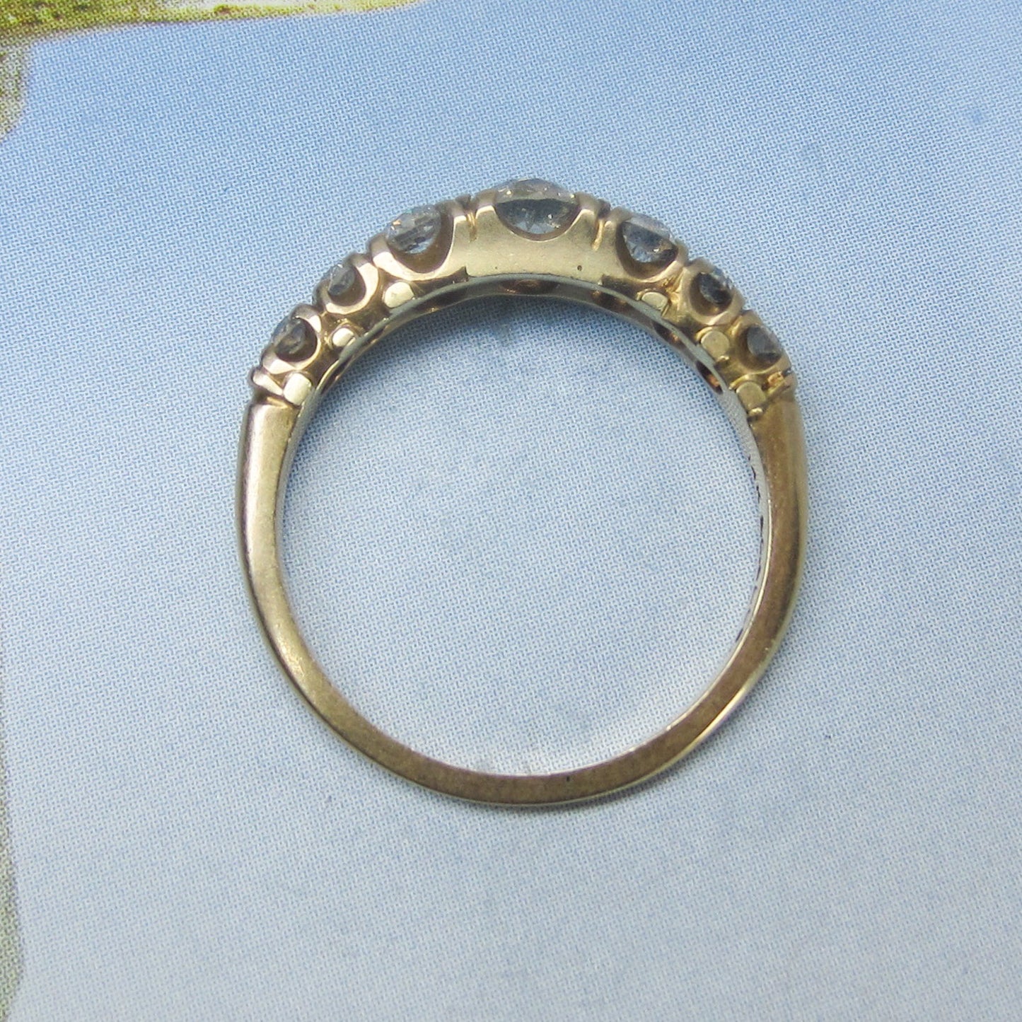 SOLD-Edwardian Shreve, Crump & Low Seven Old Euro Diamond Ring 14k c. 1910