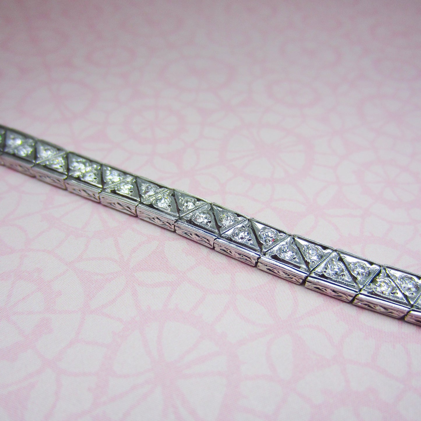 SOLD-Art Deco Diamond Line Bracelet Platinum c. 1920