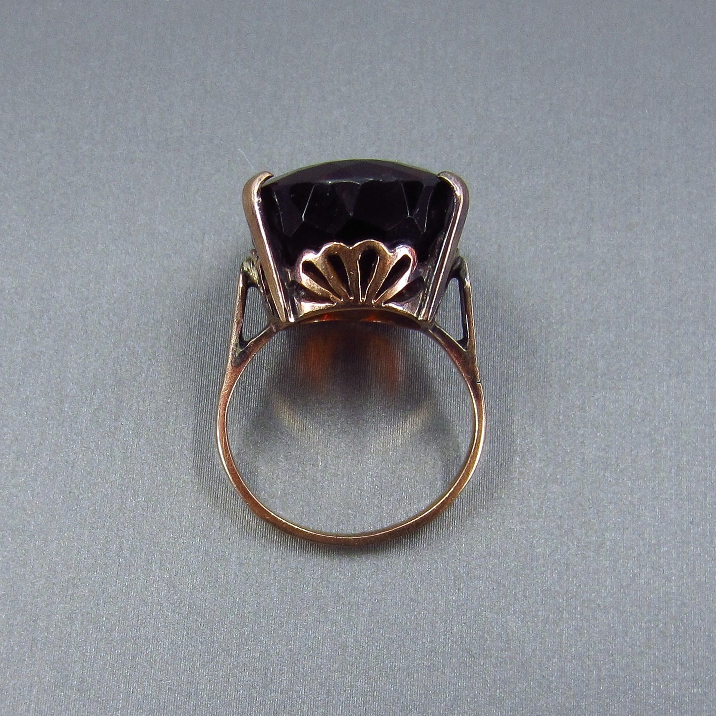 SOLD—Retro Huge Oval Garnet Cocktail Ring 14k c. 1940