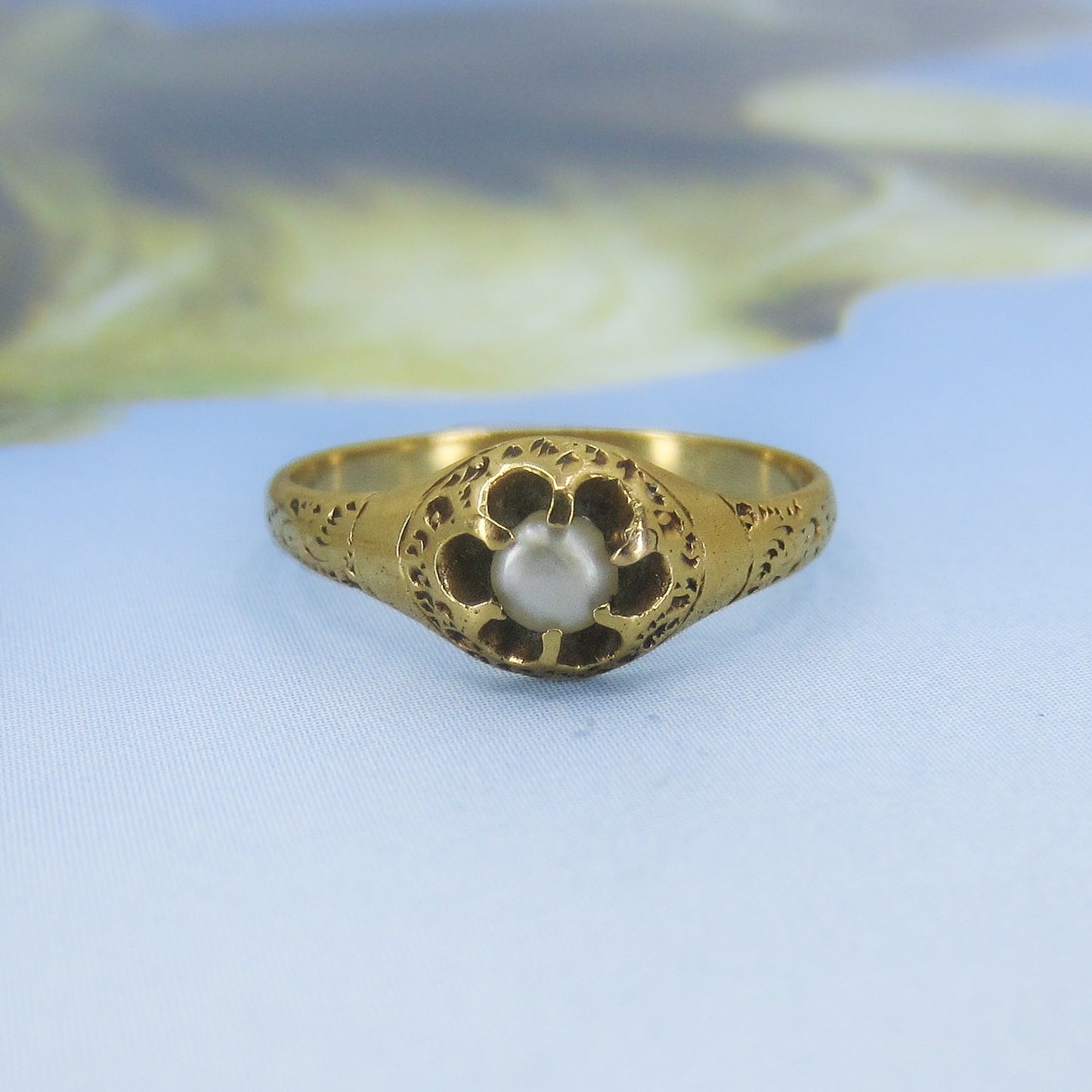 SOLD-Victorian Pearl Ring 18k c. 1880