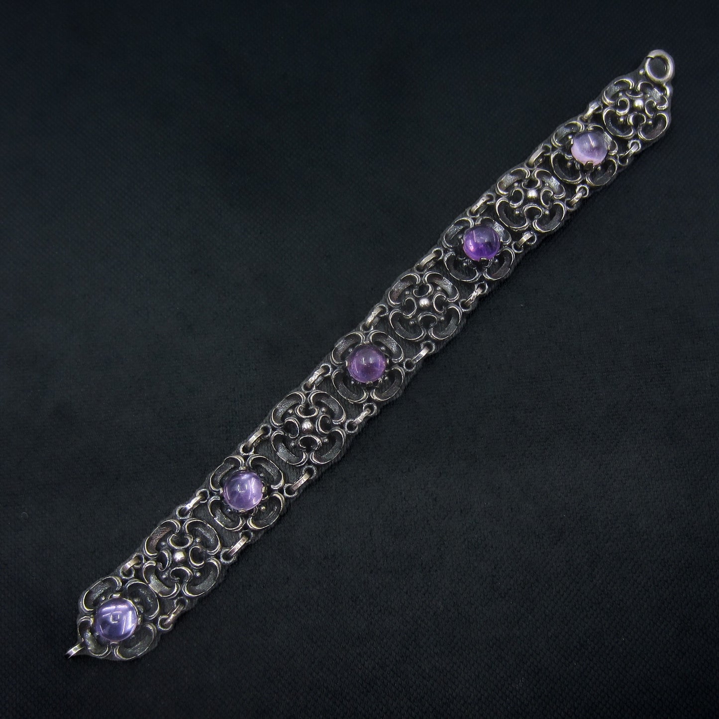 SOLD--Victorian Renaissance Revival Amethyst Bracelet Sterling c. 1890