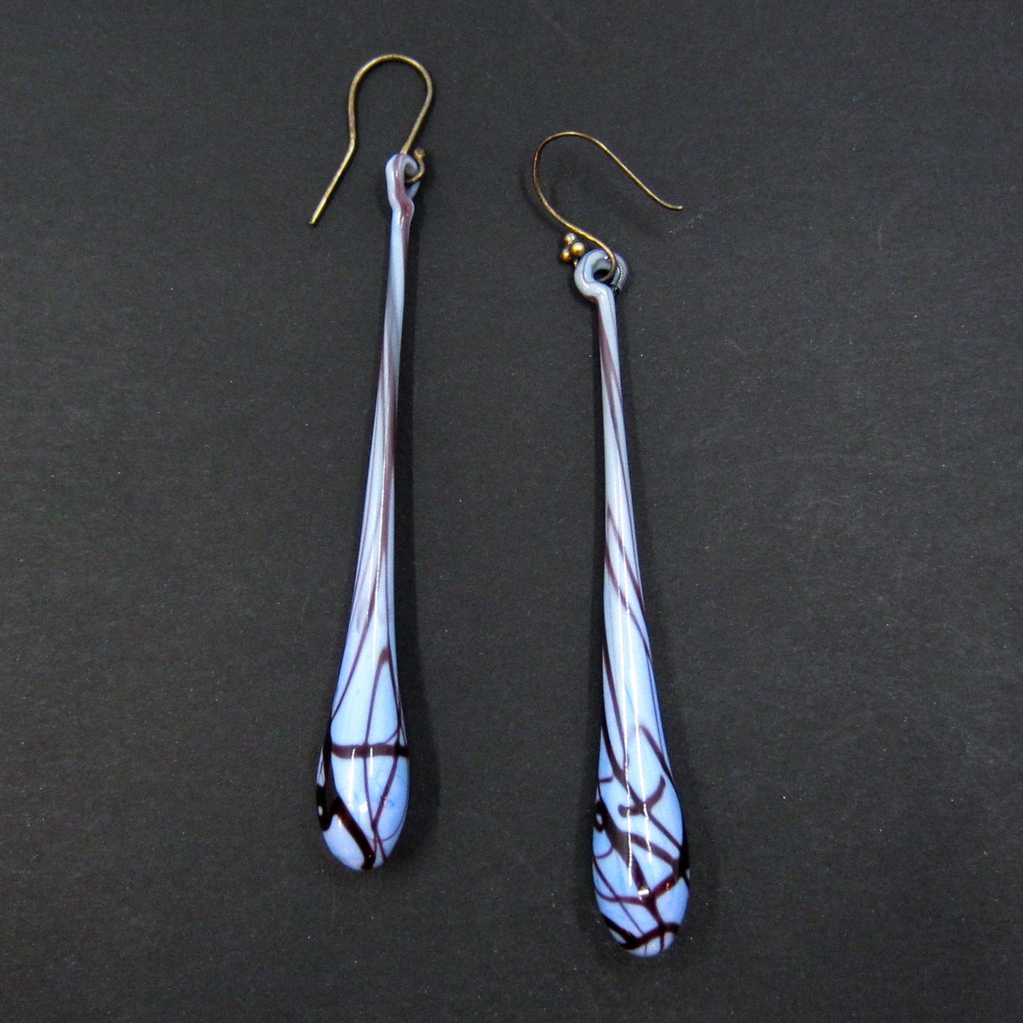 SOLD--Amazing Vintage Art Glass Earrings Sterling Silver c. 1950