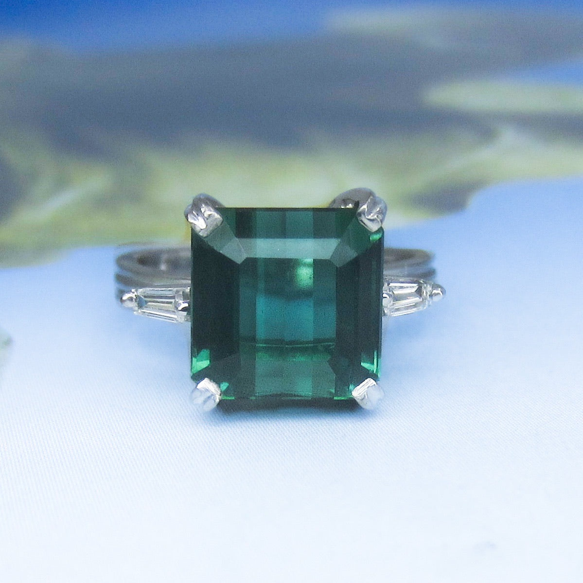 SOLD--Vintage Green Tourmaline and Diamond Ring 18k, H. Stern c. 1990