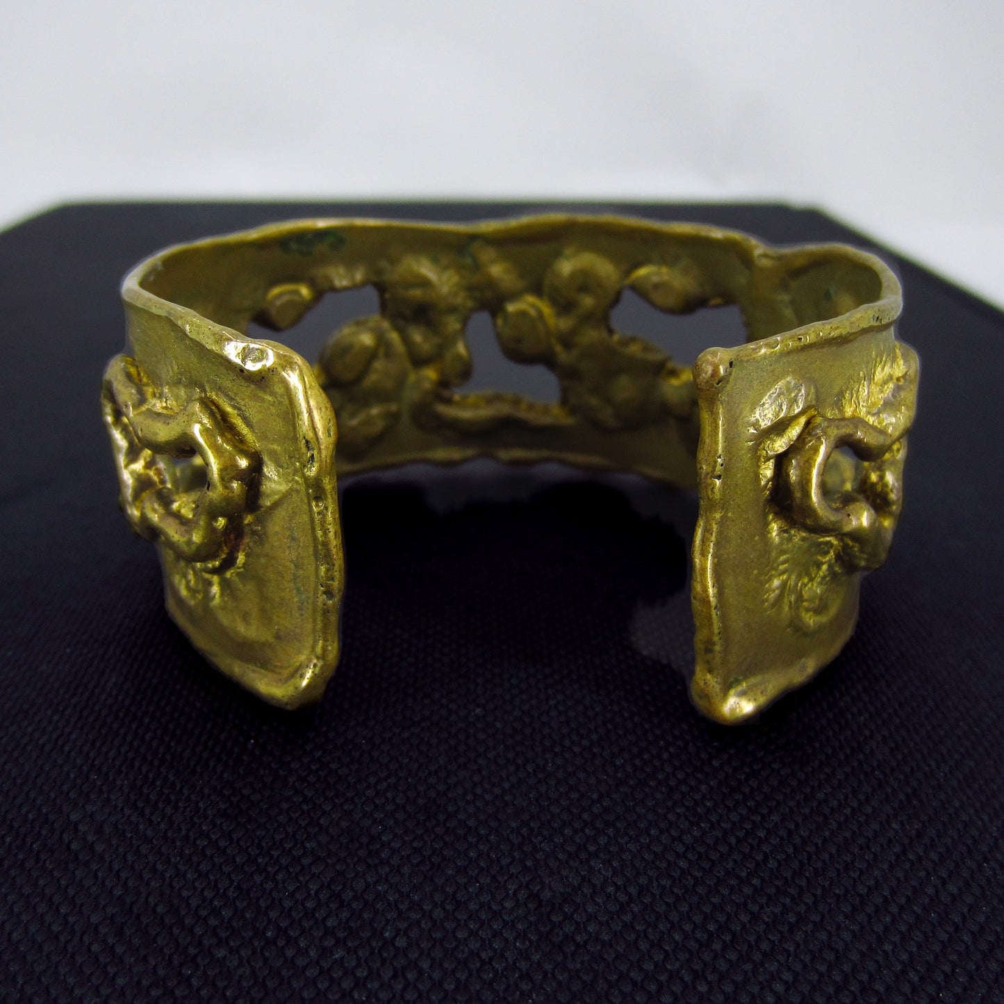 SOLD--Mid-Century Brutalist Gilt Brass Cuff c. 1960