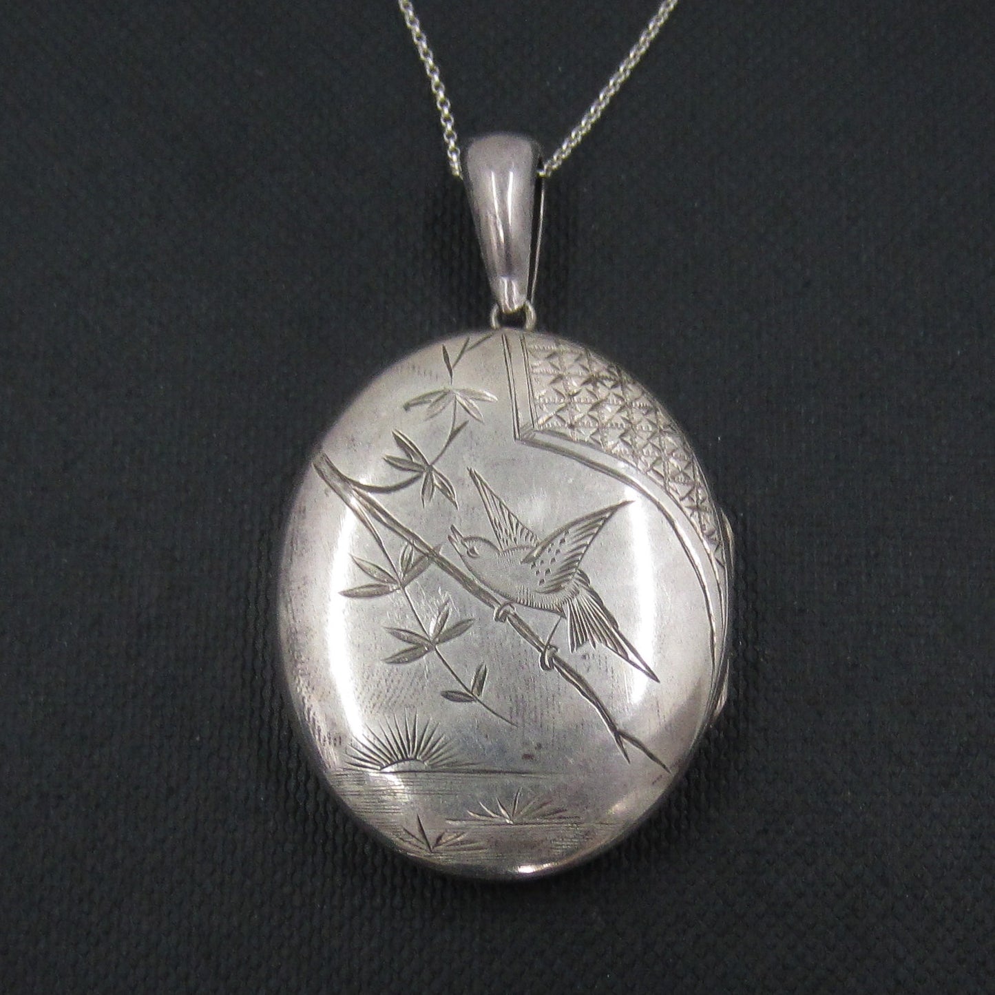 SOLD Victorian Aesthetic Period Bird Locket Sterling c. 1890