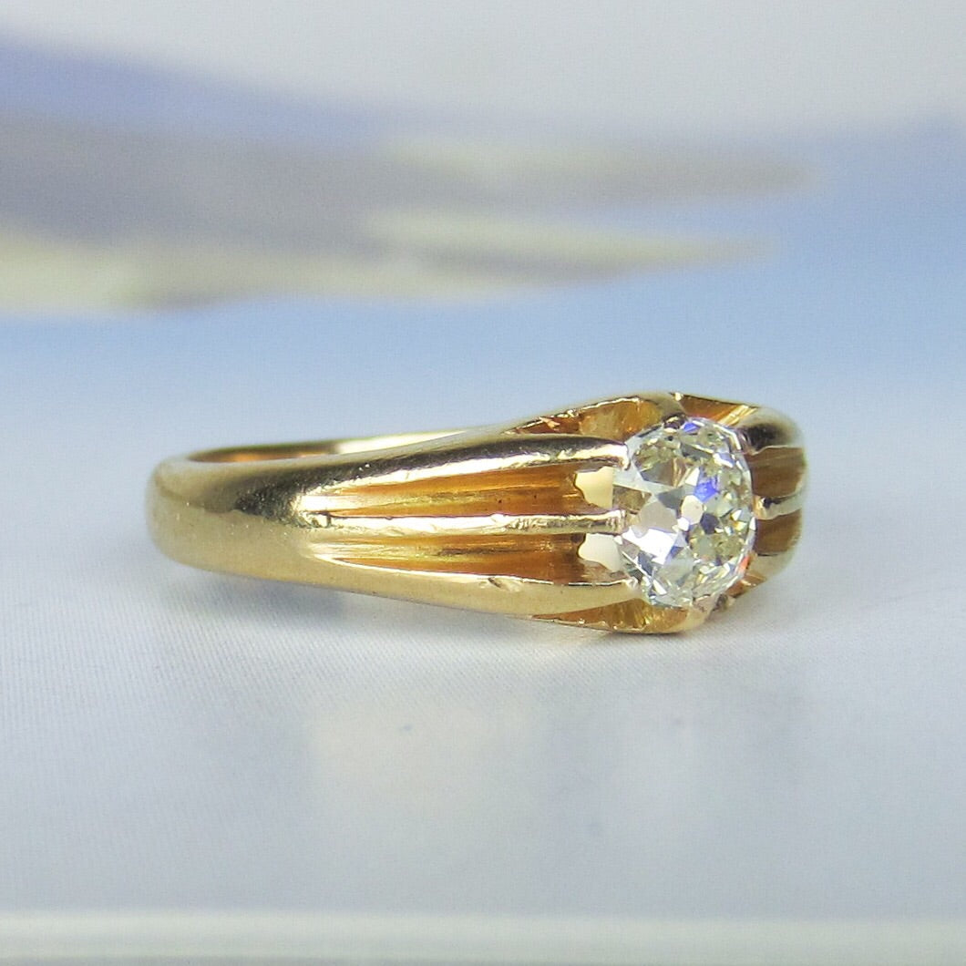 Victorian Old Mine Diamond Engagement Ring 18k 1880