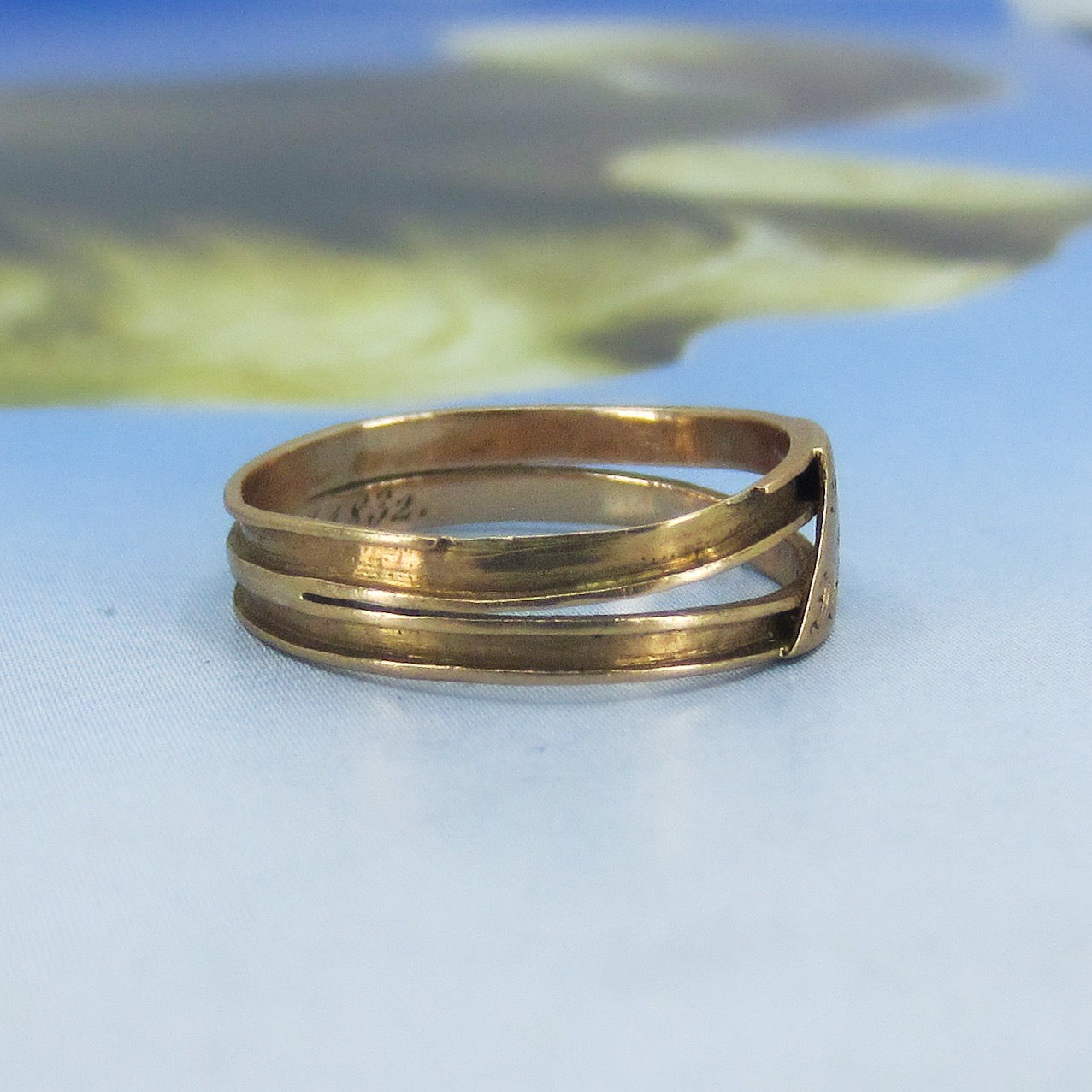 Georgian Double Band Ring 18k dated 1832, size 5